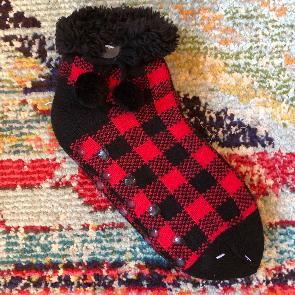 Buffalo Check Acrylic Slipper Socks